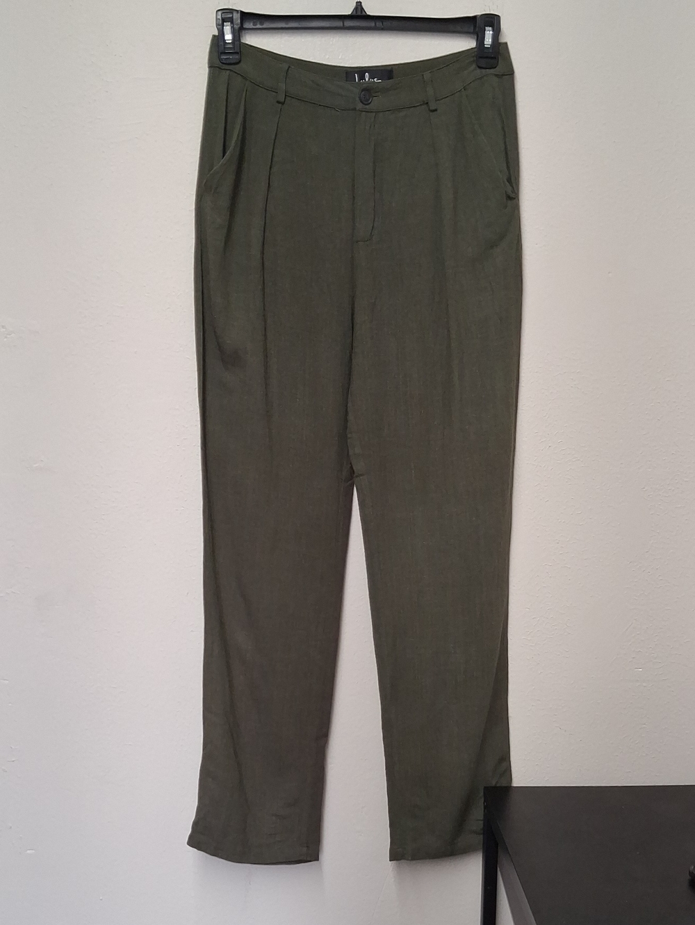 Lulu's Olive High-Rise Pleated Trousers